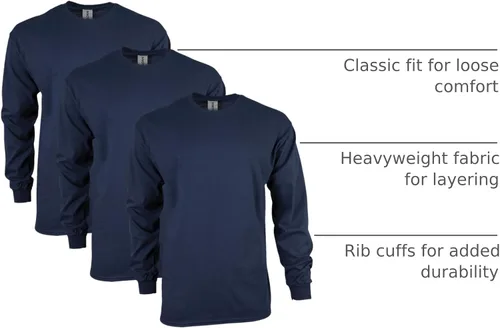 Vista 128 de Gildan - Camiseta de manga larga de algodón ultra estilo G2400 para adultos, paquete múltiple