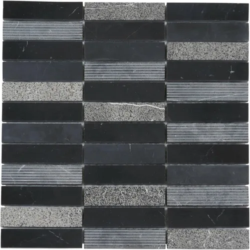 Vista 7 de Modket Mármol de roble blanco apilado mezclado con textura piedra azulejo malla montado en muro TDH60MO (1 hoja)
