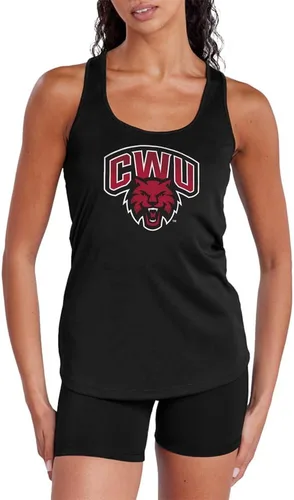 Vista 502 de Camiseta deportiva sin mangas oficial de NCAA Collegiate para mujer, con espalda cruzada, colección con logotipo primario