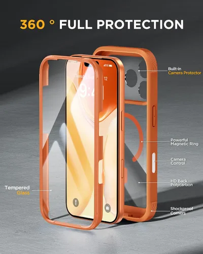 Vista 502 de Miracase Serie de vidrio para iPhone 11 de 6.1 pulgadas, funda protectora de cuerpo completo resistente mejorada con protector de pantalla de vidrio