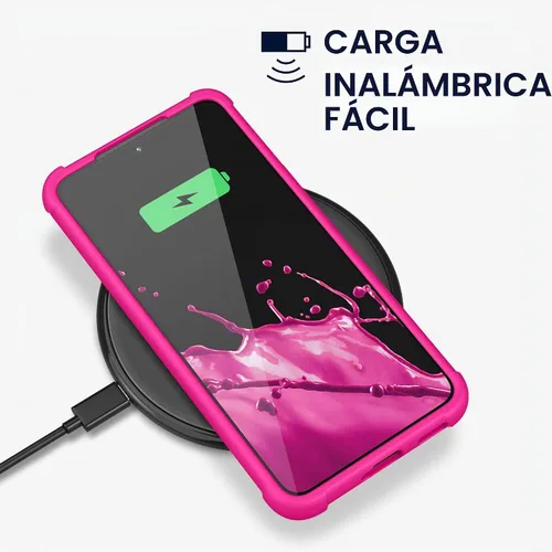 Vista 5 de KIOMY Funda Rosa Fucsia Neón para Samsung Galaxy S23 5G, Bumper Antigolpes Cubierta Protectora TPU Flexible Bisel Elevado Diseño Híbrido Ajuste