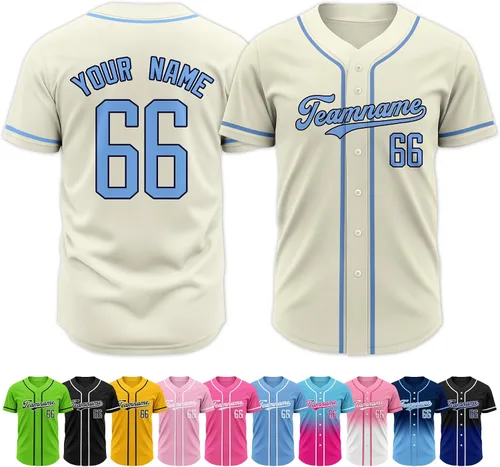 Vista 28 de Custom Baseball Jersey Stitched Personalized Name Number Baseball Shirts Sports Uniform for Men Women Boy