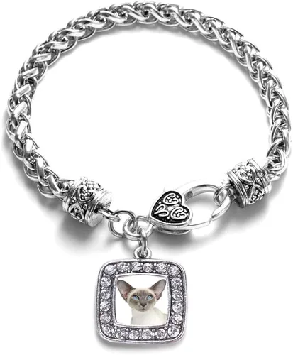 Vista 94 de Pulsera de dijes cuadrados de plata con joyería de circonita cúbica
