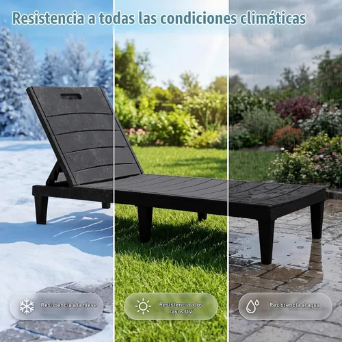 Vista 8 de Devoko Juego de 2 tumbonas para exteriores, sillas de salón impermeables de Negro