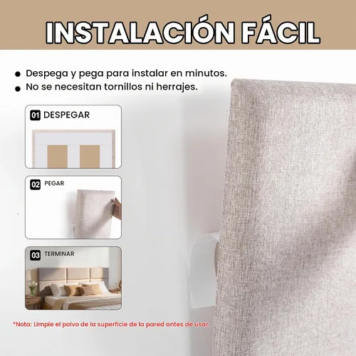 Vista 3 de Fromann Cabecera tapizada para montar en la pared para camas de tamaño Queen/TXL/King, cabecero autoadhesivo de 23.6 x 11.8 pulgadas, paneles