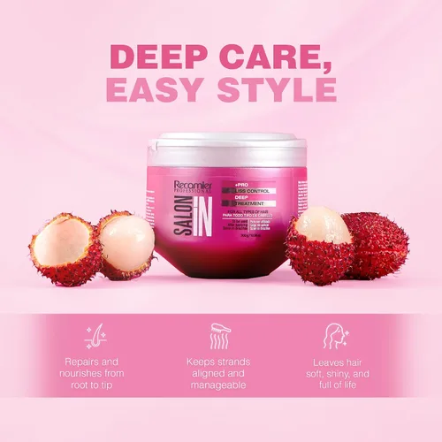 Vista 2 de Salon In de Recamier Máscara de tratamiento profundo Liss Control Cuidado del cabello con control de encrespamiento 10.58 oz / 300 g