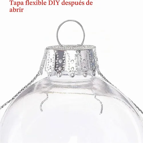 Vista 6 de 12 piezas de bolas de adorno rellenables de plástico transparente, bolas de Navidad de 60 mm para bricolaje, para Navidad, Halloween, cumpleaños