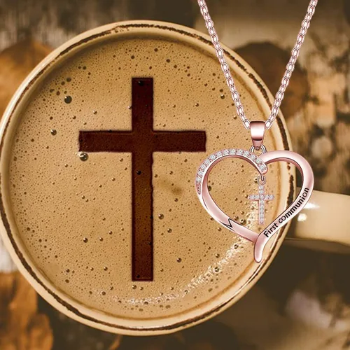 Vista 6 de ENSIANTH Regalo de primera comunión para niñas, regalo de cruz cristiana, joyería de bautismo