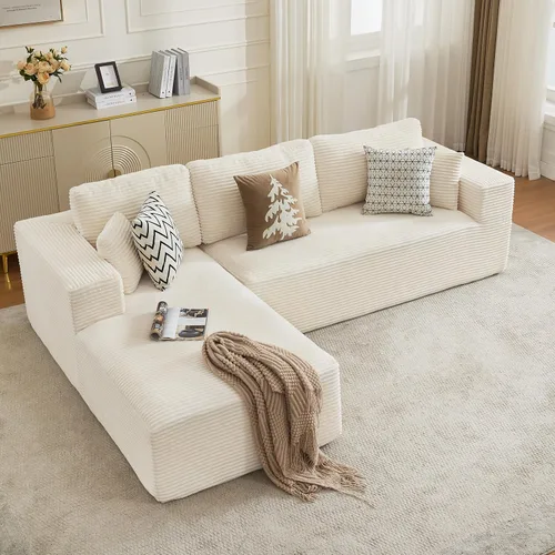 Vista 22 de Sofá modular Cloud de 106 pulgadas con diván en forma de L, moderno sofá modular sin hueso con asiento profundo, sofás tapizados para sala de estar
