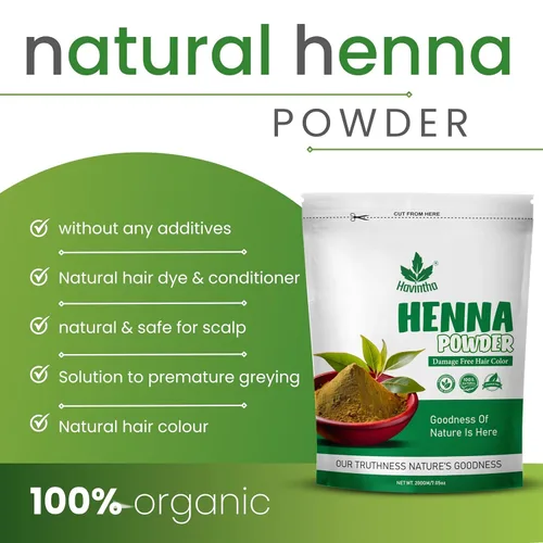 Vista 3 de Havintha Combo de polvo índigo natural y polvo de henna para color de cabello negro (7.05 oz+7.05 oz)