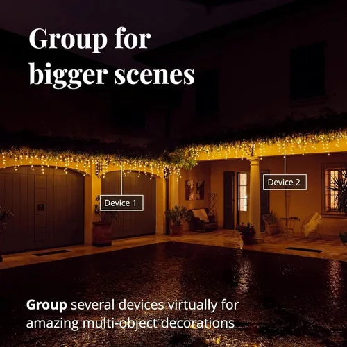 Vista 5 de Twinkly Icicle 190 LED Blanco, Luces de Cascada LED para Interior y Exterior, Luces LED Inteligentes Blanca Cálida y Blanca Fría, Compatibles