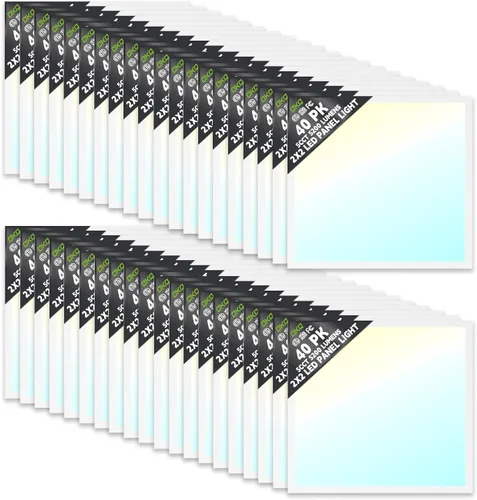 Vista 26 de OKQ - Lámpara LED de panel plano de 2 x 4 pulgadas, 5 CCT 3000K-6500K ajustables y 5 vatios seleccionables, 0-10 V regulable, luz de techo LED