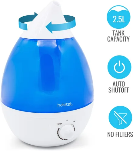Vista 3 de Habitat Humidificador ultrasónico de niebla fría con tanque grande de 2.5 L, humidificador silencioso con luz LED para dormitorio, 24 horas