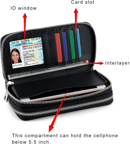 Vista 2 de Abberry Cartera de pulsera con doble cremallera para mujeres, mujeres y niñas