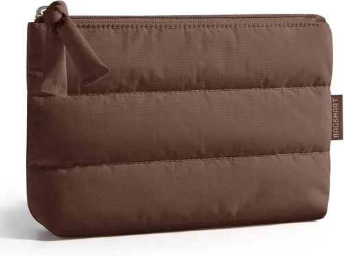 Vista 33 de BAGSMART Pequeña bolsa de maquillaje, neceser portátil esponjoso con cierre de cremallera con encanto, organizador de viaje resistente al agua
