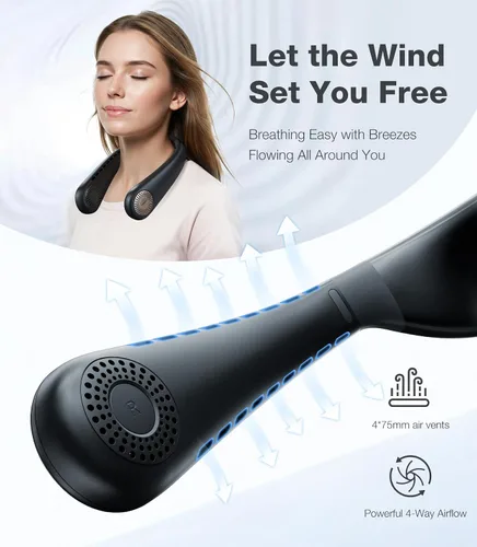 Vista 6 de TORRAS COOLiFY Air2024 - Aire acondicionado de cuello actualizado, ventilador de cuello portátil ultraligero recargable, dispositivo de enfriamiento