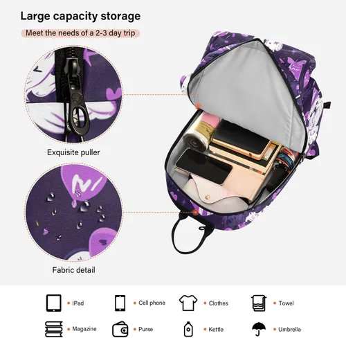 Vista 6 de Women Men Tennis Backpack Large Sturdy Cartoon Cute Purple Birthday Dog 3 Rackets Badminton Shoulder Bag for Women Men para raqueta