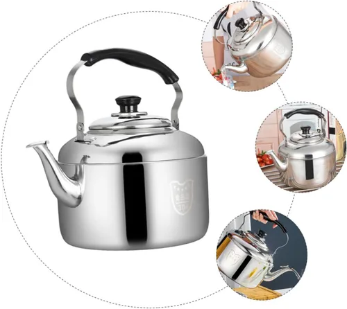 Vista 9 de Luxshiny Hervidor de té silbante de acero inoxidable, caldera de agua de 6 L, tetera de gran capacidad con mango antiquemaduras para el hogar