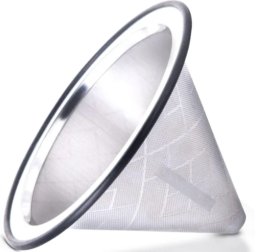 Vista 11 de Filtro de café compatible con Hario V60 - Gotero de café reutilizable de acero inoxidable con base de metal ancha - Filtro de café sin papel