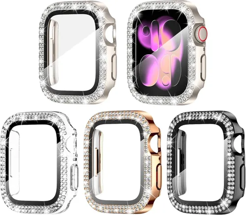 Vista 15 de Goton Paquete de 4 Fundas con Diamantes de Imitación para Apple Watch, Protector de 38mm para Series 3/2/1, Funda con Diamantes de Imitación