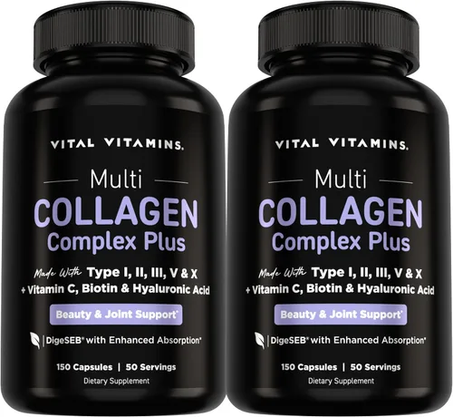 Vista 10 de Vital Vitamins Complejo Multi Colágeno Plus Biotina, Ácido Hialurónico