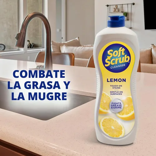 Vista 3 de Soft Scrub Limpiador de superficies multiusos, limón, 36 onzas líquidas