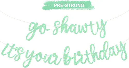 Vista 28 de BEISHIDA Pancarta Black Go Shawty It's Your Birthday de 11.4 pies, SIN BRICOLAJE - Pancarta de Feliz Cumpleaños con Purpurina Tema Hip Hop - Negro