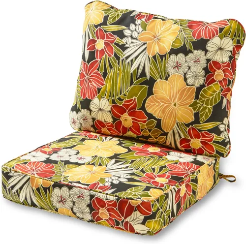 Vista 34 de Greendale Home Fashions Juego de cojines de asiento profundo para exterior de 2 piezas, Adobe Ártico