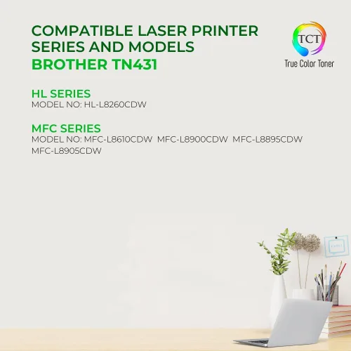 Vista 2 de TCT Cartucho de tóner compatible con Brother TN431BK TN431C, TN431M, TN431M, TN431Y, compatible con Brother HL-L8260CDW L8360CDW MFC-L8610CDW