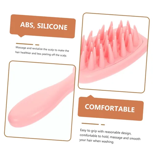 Vista 9 de Cepillo de silicona para lavar el cabello con asa, peine para caspa, cepillo para champú para el cabello, cepillo exfoliante para limpieza