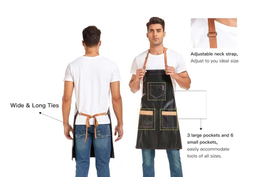 Vista 4 de PERFEHAIR Delantal de peluquero duradero para estilistas – impermeable y suave, con 3 bolsillos útiles – perfecto para salón, cosmetología y aseo