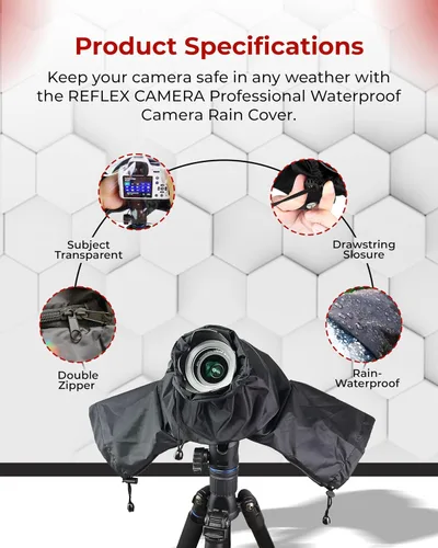 Vista 7 de REFLEX CAMERA Funda protectora universal impermeable para lluvia DSLR/SLR con mangas de cordón y ventana de visión transparente para Sony, Canon