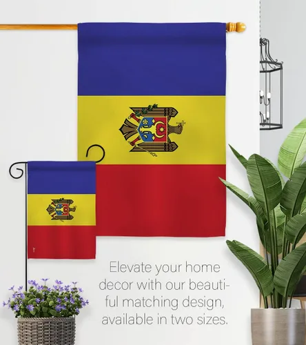 Vista 8 de Americana Home & Garden Bandera de jardín de Moldavia Regional Nación Internacional del Mundo País Particular Decoración de Casa Banner Pequeño