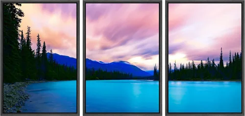 Vista 33 de SIGNWIN Lienzo enmarcado para pared, juego de decoración de guardería de bosques, niebla y niebla sobre bosque de montaña oscura, naturaleza, arte