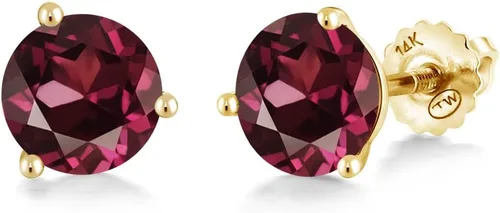 Vista 42 de Gem Stone King Aretes de Martini de oro amarillo de 14 quilates Aretes de tuerca de 3 puntas para mujeres y hombres Redondos de 0.236 pulgadas