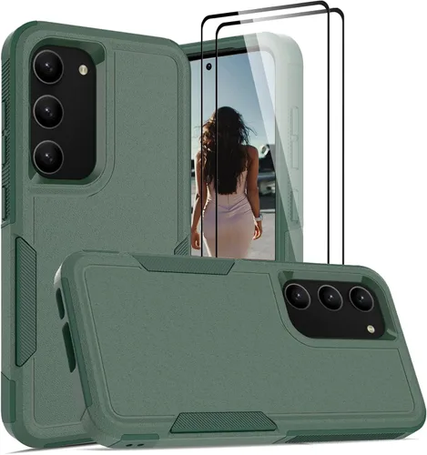 Vista 17 de Jeylly Funda para Samsung Galaxy S10 Plus S10+, ajuste delgado, doble capa, resistente, absorción de golpes, TPU con carcasa trasera de Negro