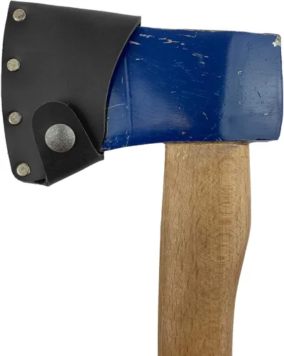 Vista 4 de Cubierta de hoja de hacha hecha a mano de cuero de grano completo, funda protectora, funda de seguridad de hoja de hacha pequeña, accesorio de Negro