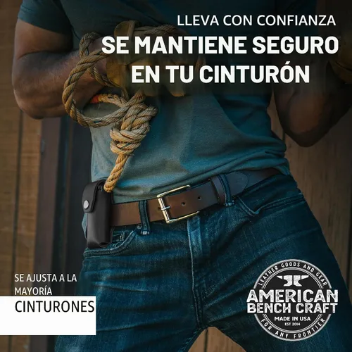 Vista 4 de American Bench Craft Funda multiherramienta de cuero y estuche para cuchillos para Gerber Diesel, MP600 y Gator plegable Funda de cuero remachada