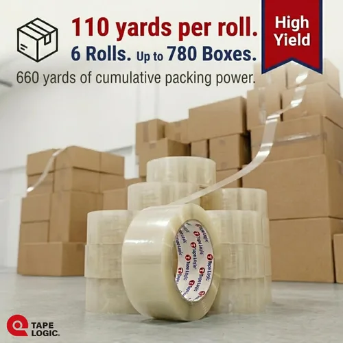 Vista 2 de Tape Logic Cinta de embalaje (6 rollos), 3" x 110 yardas - Fuerte recarga de cinta de embalaje para envío, mudanza, cumplimiento de pedidos