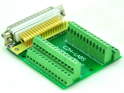 Vista 2 de Placa de ruptura delgada de ángulo recto D'sub Header, módulo del conector DSUB del bloque de terminales (DB50 macho)