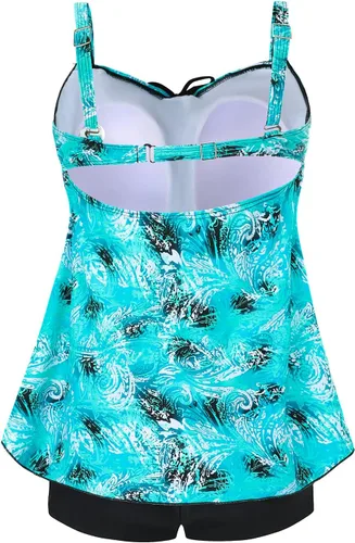 Vista 3 de DANIFY Plus Size Swimsuit for Women Tankini Swimdress Tummy Control Swimwear Cover up Swim Dress Two Piece Bathing Suit