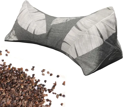 Vista 10 de Almohadas de trigo sarraceno para dormir, almohada de trigo sarraceno, almohada cervical lumbar, almohada redonda terapéutica para durmientes, dolor