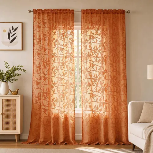 Vista 71 de OVZME Anji Clip Voile Sheer Tiers RD 2X30X36 Negro
