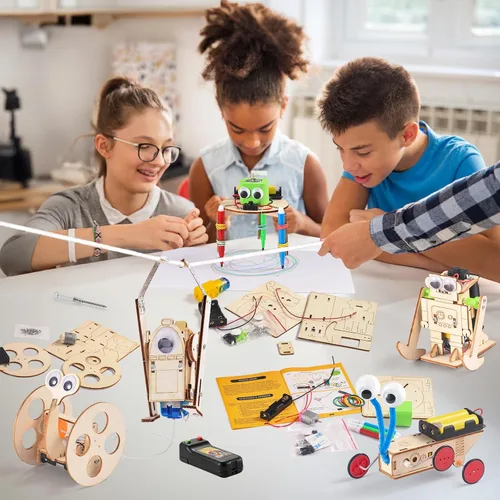 Vista 3 de STEM - Kits de robótica científica para niños, 10 juegos de construcción de madera para niños, rompecabezas de madera 3D, proyectos de manualidades