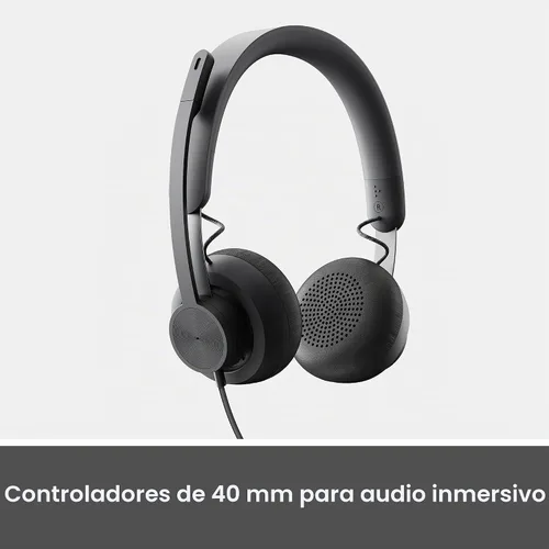 Vista 3 de Logitech Zone 750 Auriculares con cable para la oreja con micrófono avanzado de cancelación de ruido, USB-C simple y adaptador USB-A incluido