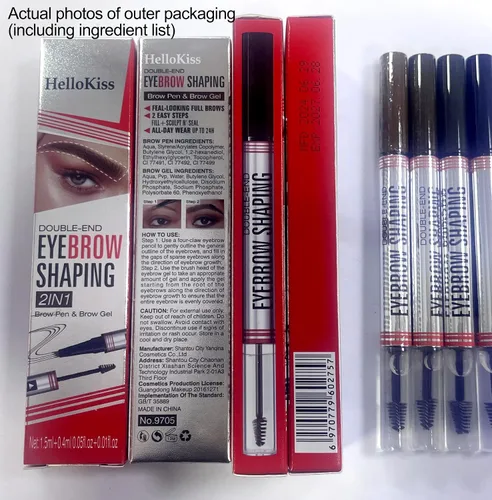 Vista 8 de 2 en 1 pluma de cejas, 4 puntas y gel, establece cejas, forro, barba, línea del cabello (1# marrón claro)