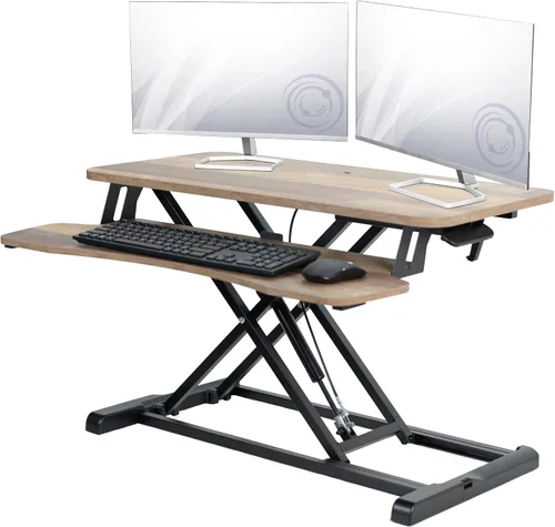 Vista 20 de VIVO Convertidor de escritorio de 26 pulgadas, Serie K, elevador ajustable de sentado a parado, estación de trabajo para dos monitores y laptop