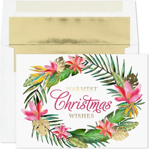Vista 2 de Masterpiece Studios Warmest Wishes - Tarjetas de Navidad de 16 unidades, flamenco dorado, 7.87 x 5.62 pulgadas (966400)