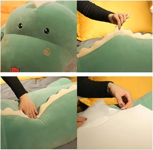 Vista 2 de Almohada de peluche de dinosaurio, linda muñeca de dinosaurio grande, almohada anmial de felpa grande, regalo para cumpleaños de niños, San