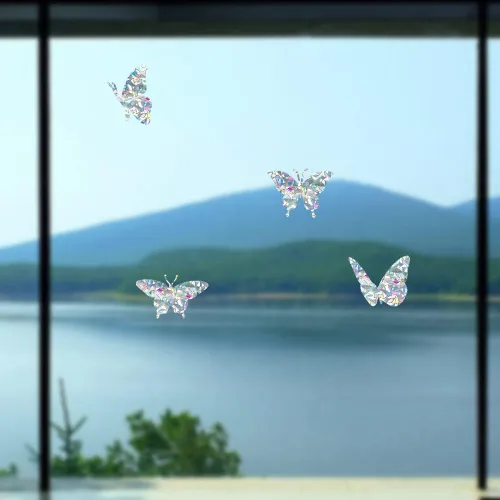 Vista 4 de Calcomanías estáticas de mariposa para ventanas para golpes de pájaros, juego de 20 Window Anti Collision, Stop Birds from Hitting Windows, Glass